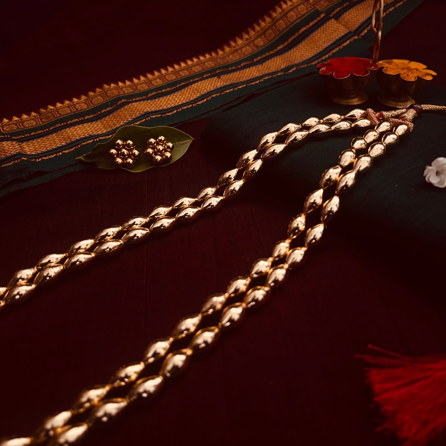 Two Layer Bormal & Earrings| Long Necklace Set | Sonsala |दोन पदरी बोरमाळ