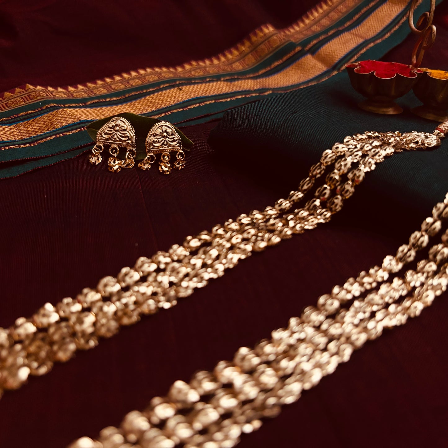 Pohe Har & Earrings| Long Necklace Set | Sonsala | पोहे हार + कानातले