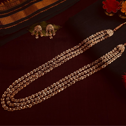 Pohe Har & Earrings| Long Necklace Set | Sonsala | पोहे हार + कानातले