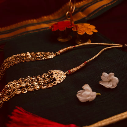 Pohe Har & Earrings| Long Necklace Set | Sonsala | पोहे हार + कानातले
