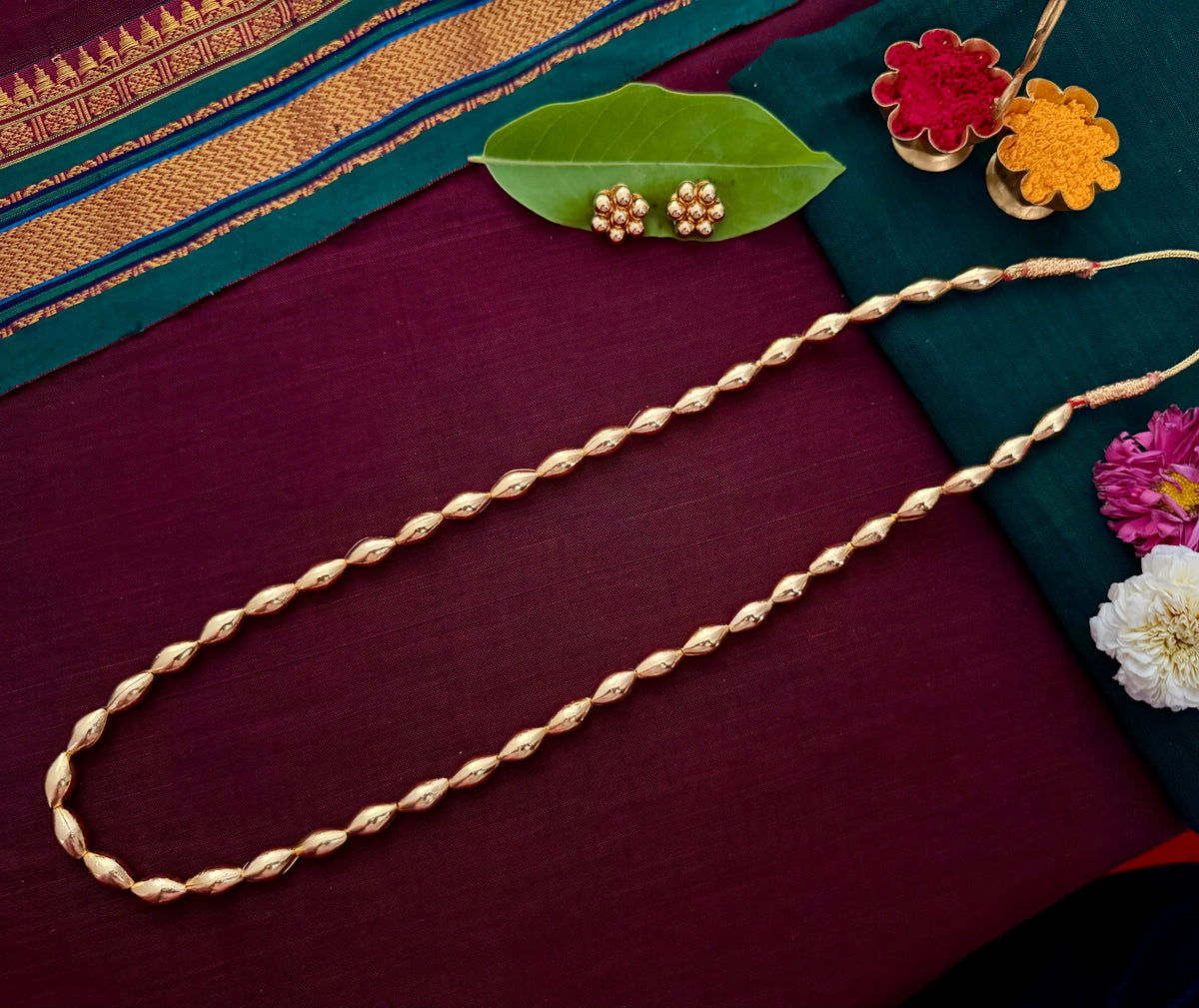 Single Layer Bormal & Earrings| Long Necklace Set | Sonsala | बोरमाळ + कुडी