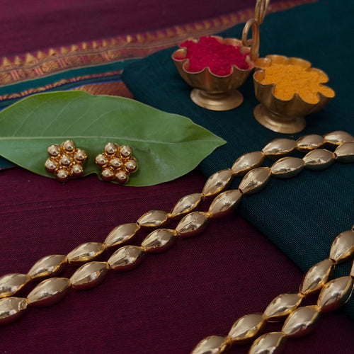 Two Layer Bormal & Earrings| Long Necklace Set | Sonsala |दोन पदरी बोरमाळ