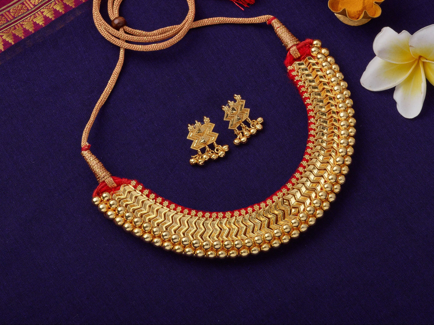 Vajrateek & Earrings| Maharashtrian Choker Set | Sonsala | बंद घसाची वज्रटीक + कानातले